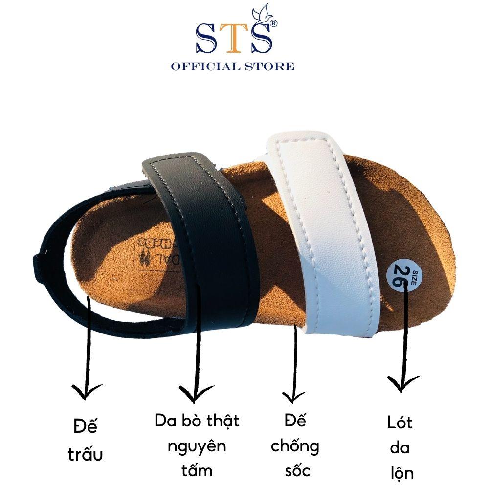 Dép SanDal Trẻ Em Dép da bò thật nguyên tấm Bioline đế trấu quai ngang êm ái thời trang tốt cho sức khỏe bé mã STK07