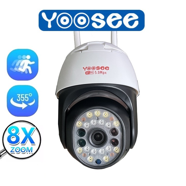 Camera WIFI IP Ngoài Trời App Yoosee YS2023 3.0Mpx Zoom 8x tích hợp đèn LED Ban đêm có màu