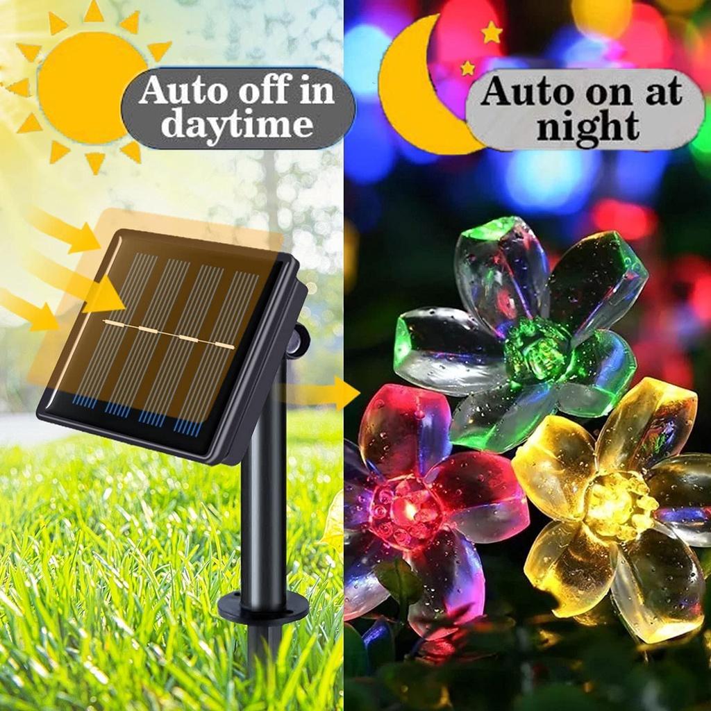 Dây Đèn Led Năng Lượng Mặt Trời Chống Thấm Nước Hình Hoa Anh Đào Trang Trí Sân Vườn/Nhà Cửa/Giáng Sinh