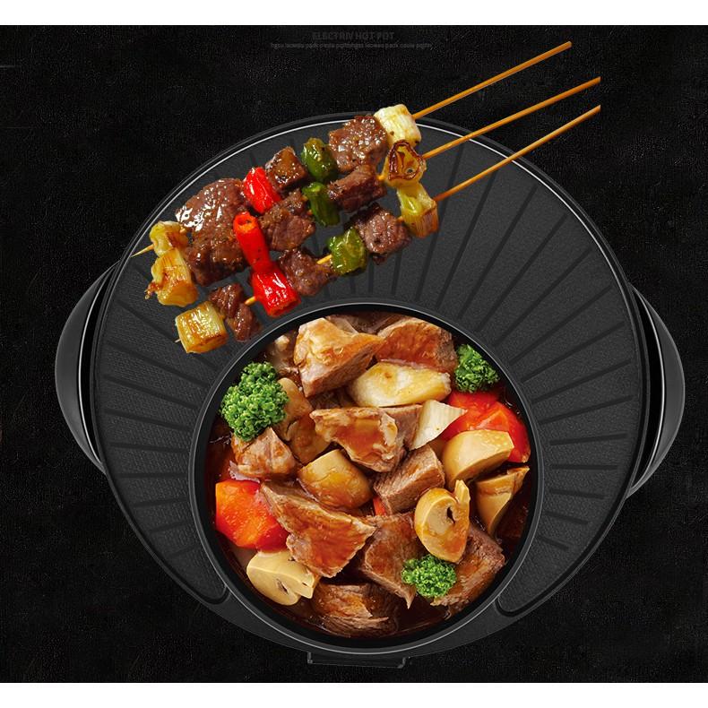 Nồi Lẩu Nướng Điện 2 in 1 Đa Năng 34cm, Công Suất Lớn 1800W