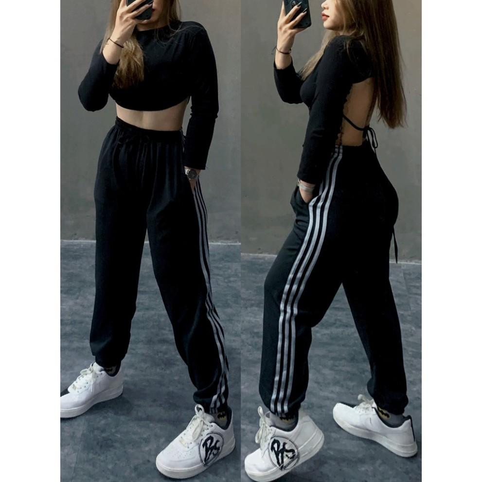 Quần 3 sọc bó dây xám