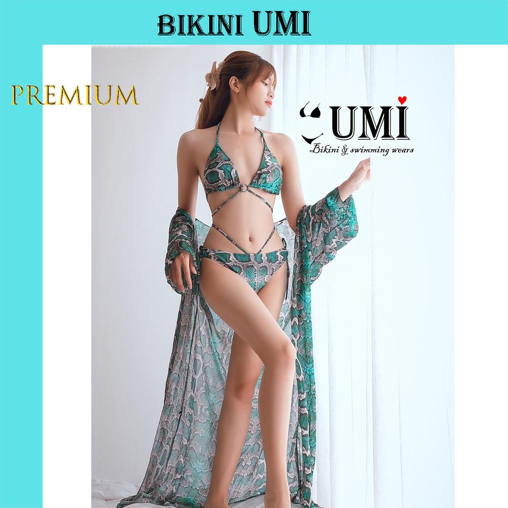 BIKINI HỌA TIẾT DA TRĂN KÈM ÁO CHOÀNG CAO CẤP BIKINI UMI