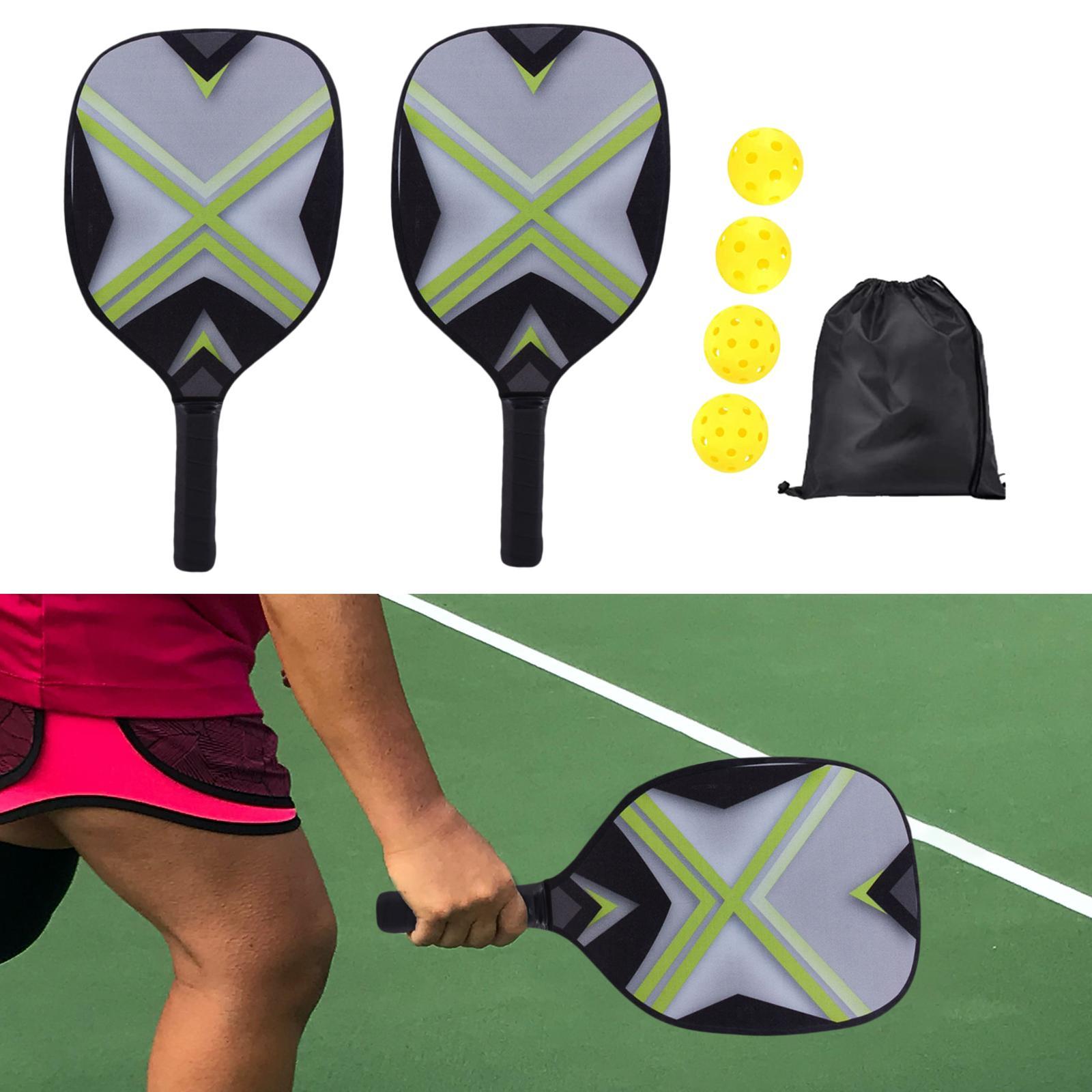 Pickleball Paddles Set of 2 Rackets with 4 Balls and Storage Bag for Indoor and Outdoor Tournament