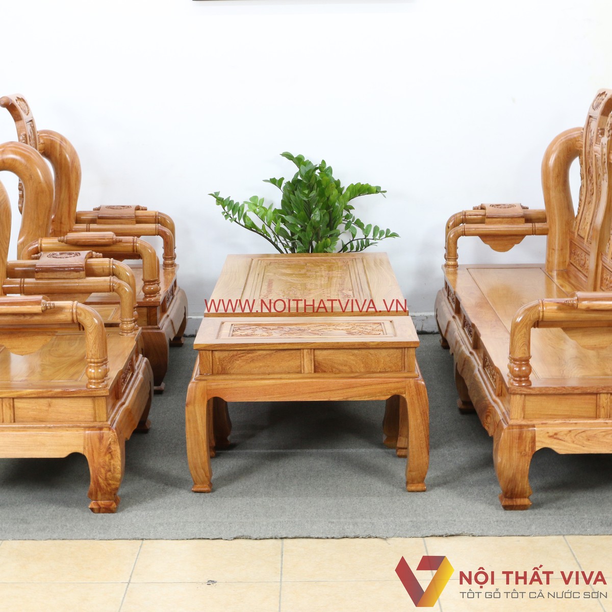 Bộ Bàn Ghế Salon Tần Thủy Hoàng Tay 12 Gỗ Hương Đá 6 Món Cao Cấp Đẹp