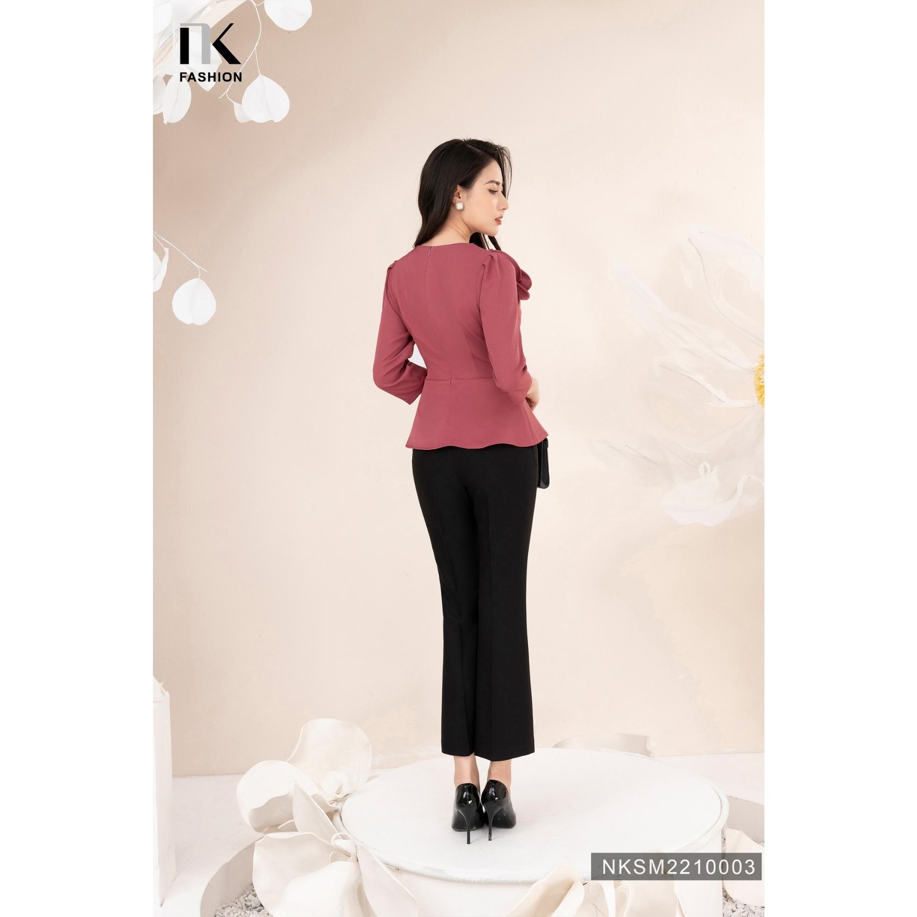 Áo Peplum Tay Bồng NK FASHION Thiết Kế Tôn Dáng Sang Trọng Chất Vải Nhập Hàn Cao Cấp NKSM2210003