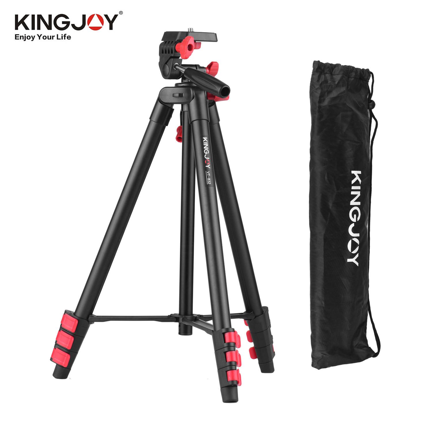 KINGJOY VT-832 Portable Photography Tripod Stand Aluminum Alloy 2kg Load Capacity 1/4 Inch Screw Connector Max. Height