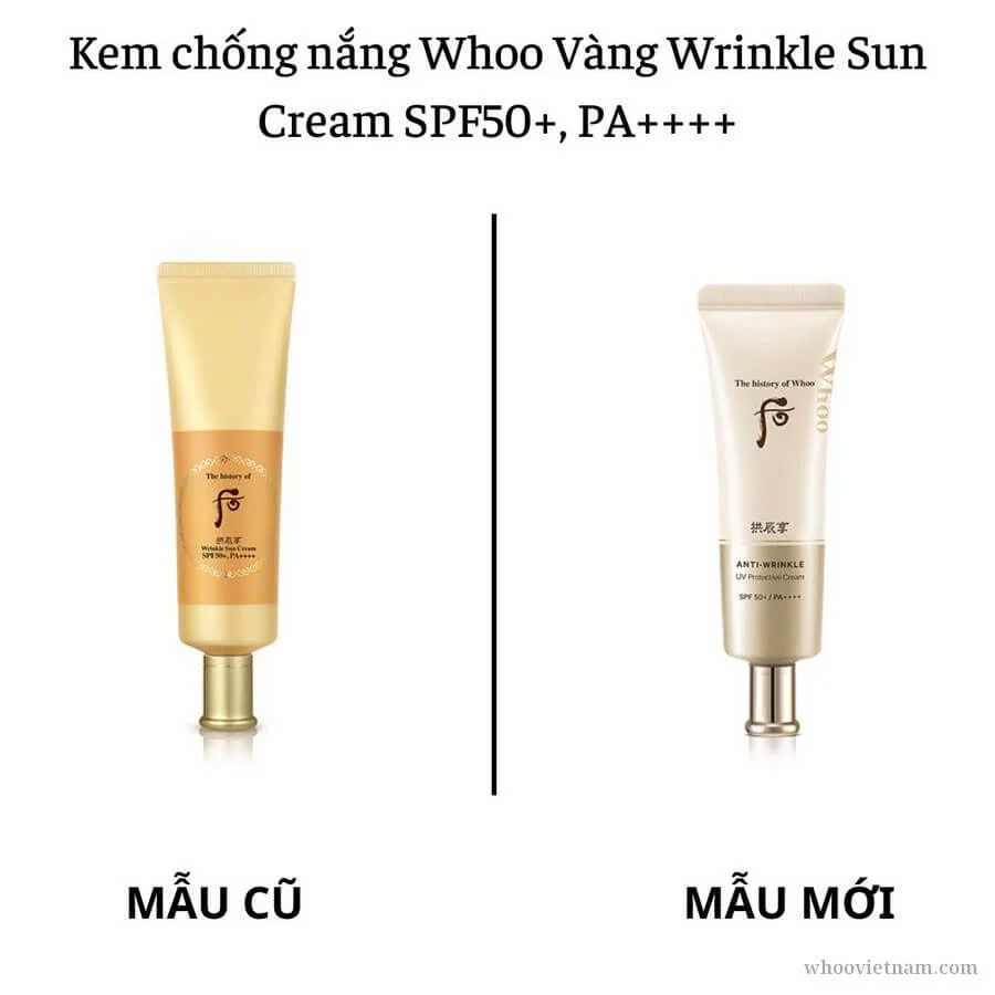 Kem Chống Nắng Chống Nhăn Whoo Vàng Gongjinhyang Sun Wrinkle Sun Cream SPF 50/PA++++ 50ml