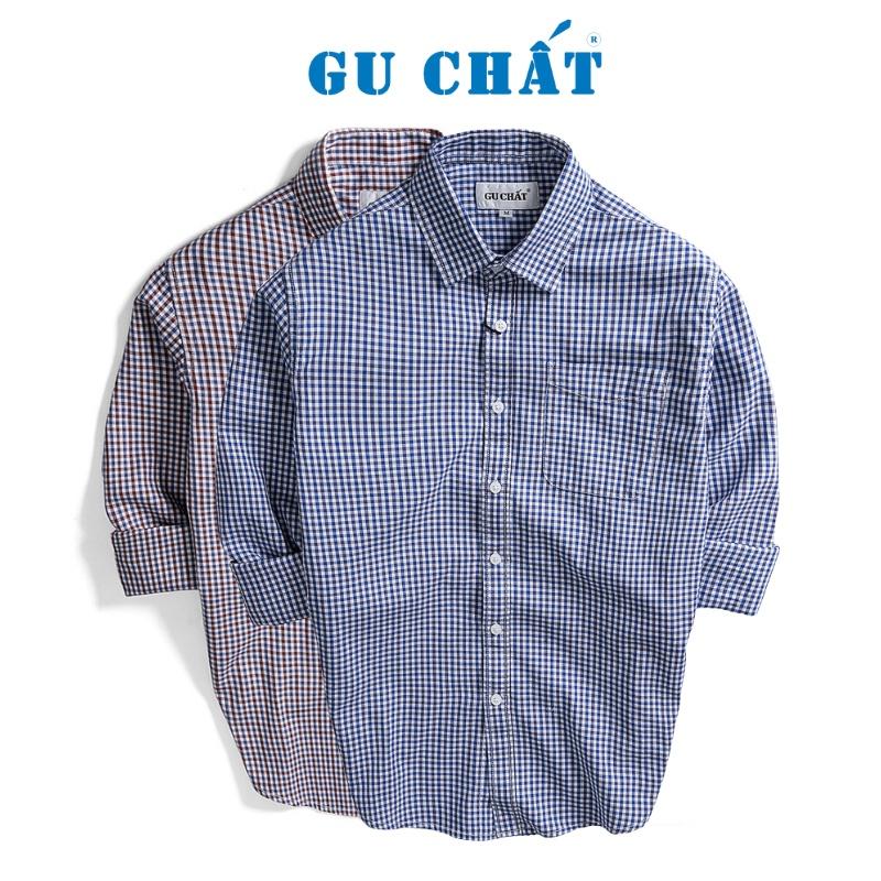 Áo Sơ Mi Caro Nam Dài Tay GU CHẤT, Vải Cotton Thoáng, Mềm, Đường May Tỉ Mỉ - GUSM41