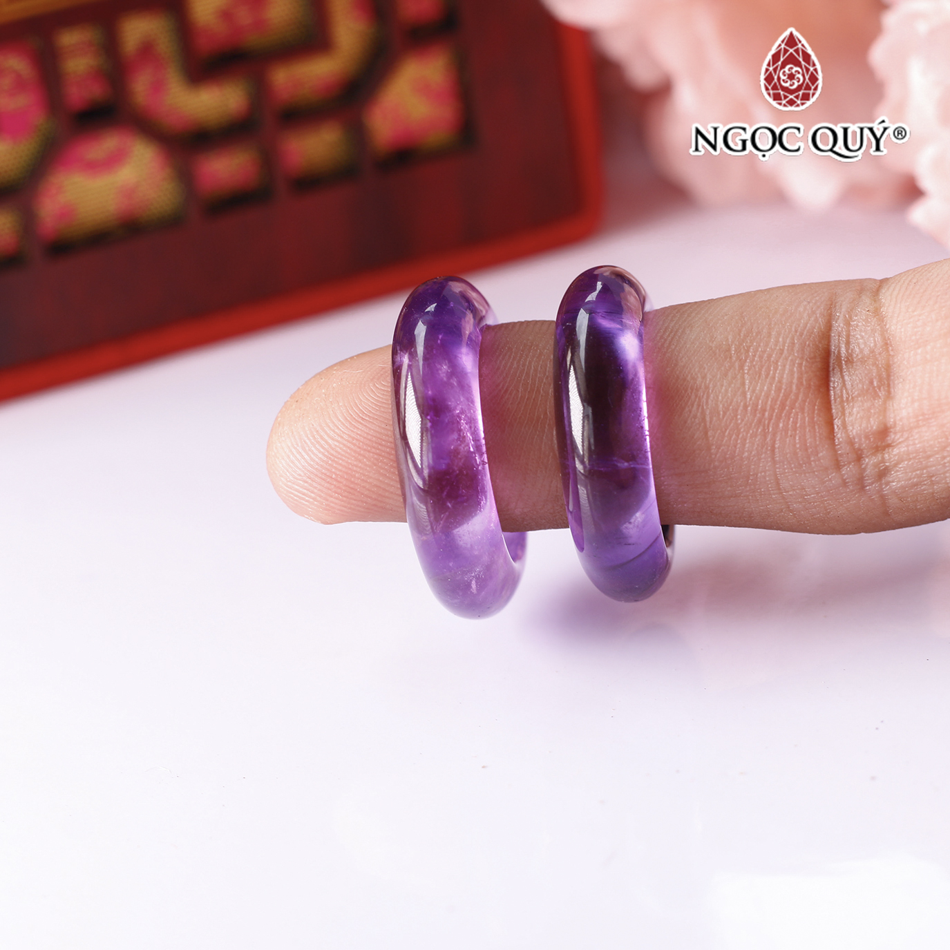 Nhẫn đá thạch anh tím mệnh hỏa. thổ - Ngọc Quý Gemstones