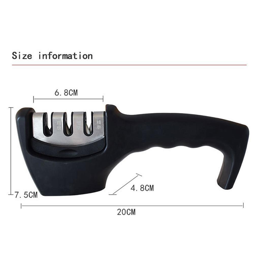 Handheld 3-Stage Kitchen Knife Sharpener Knives Coarse Fine Sharpening Black
