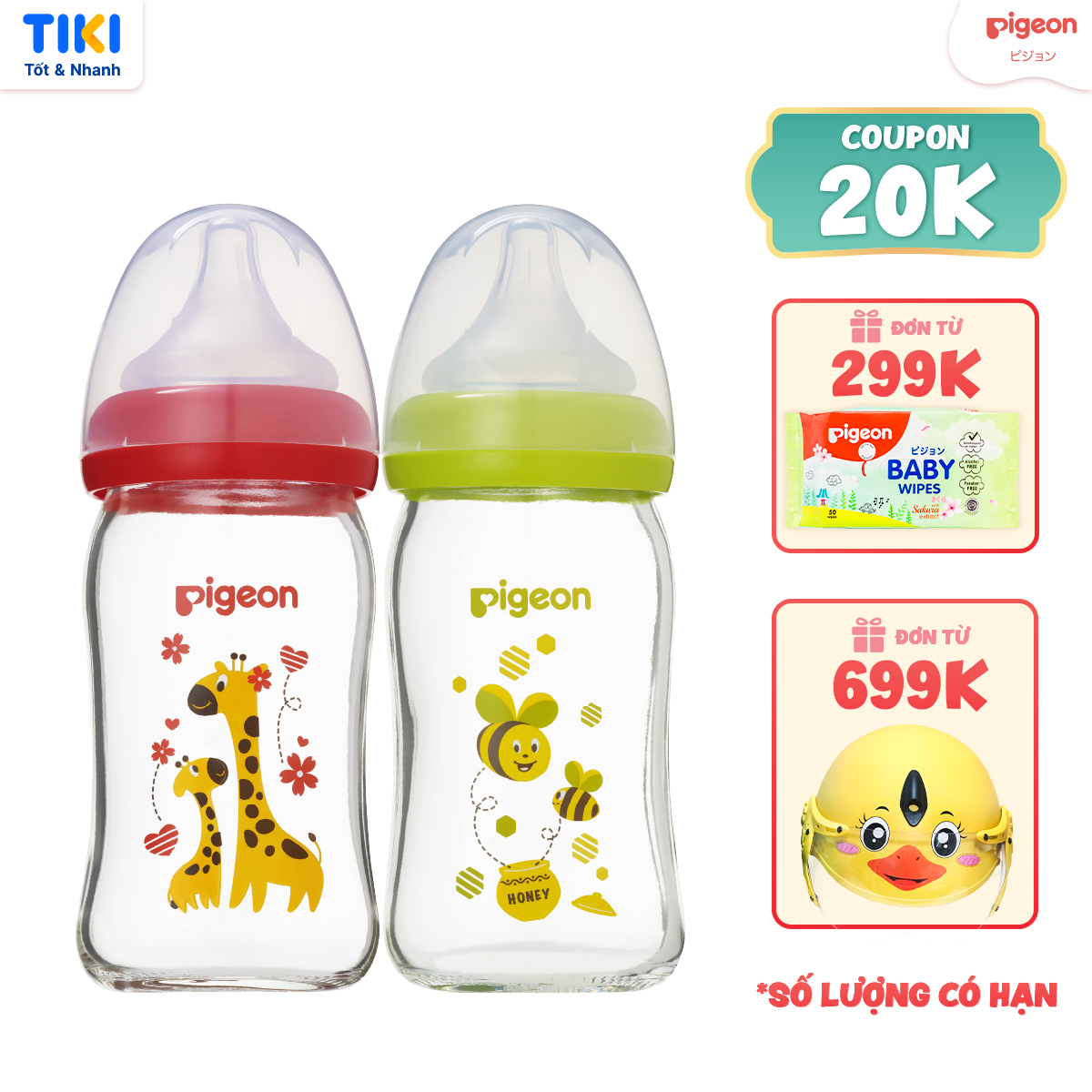 Bình Sữa Thuỷ Tinh Plus Pigeon 160ml