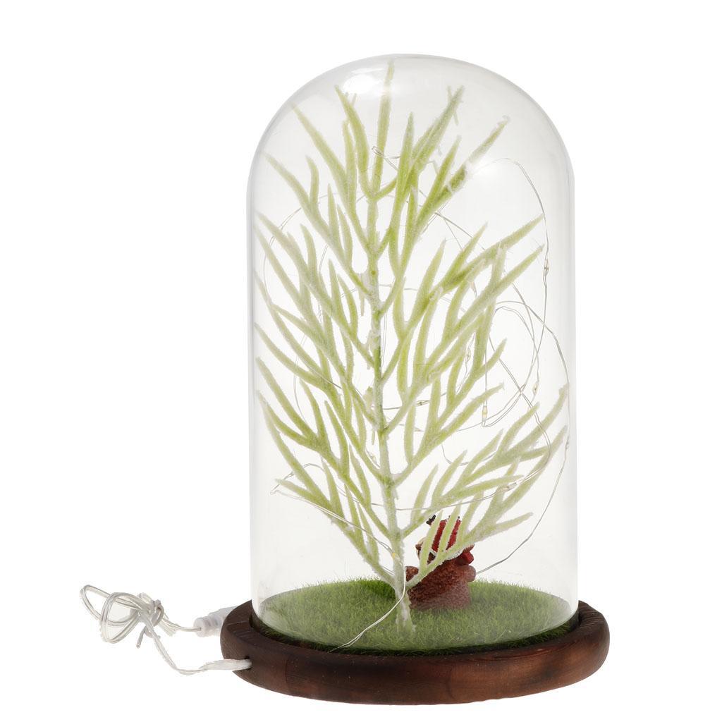 Home Office LED Night Light Table Desk Lamp Glass Cover Wood Base Warm