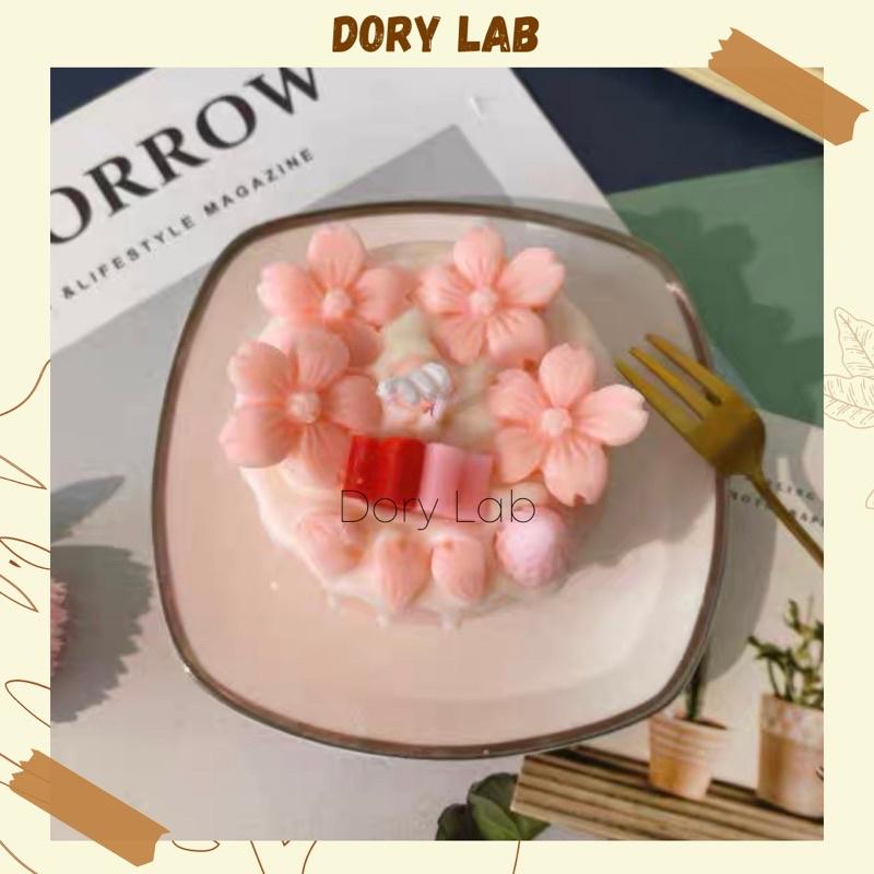 Nến Thơm Bánh Kem Hoa Anh Đào Màu Pastel HandMade - Dory Lab