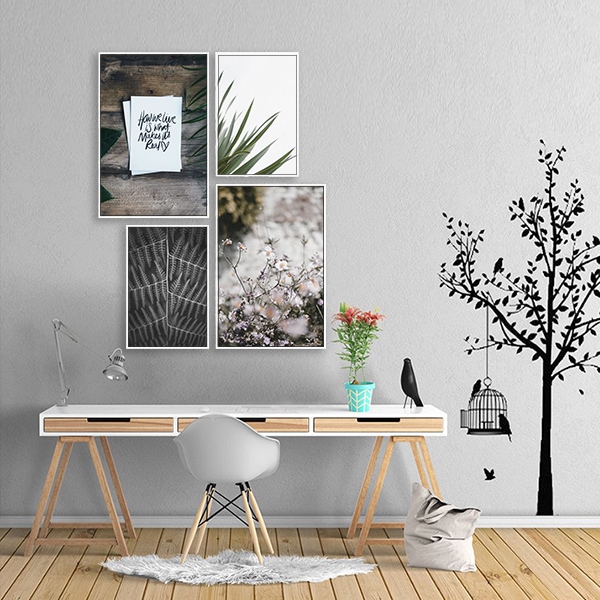 Bộ 4 Tranh Trang Trí Phong Khách Phong Cách Tối Giản - W374