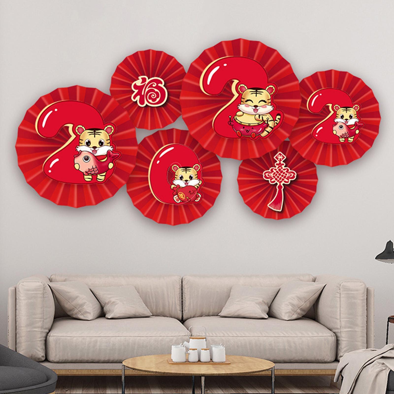 Set 12 chiếc Quạt Giấy Hoa Quạt Sáng Tạo Dán Tường Trang Trí Tết Nguyên Đán