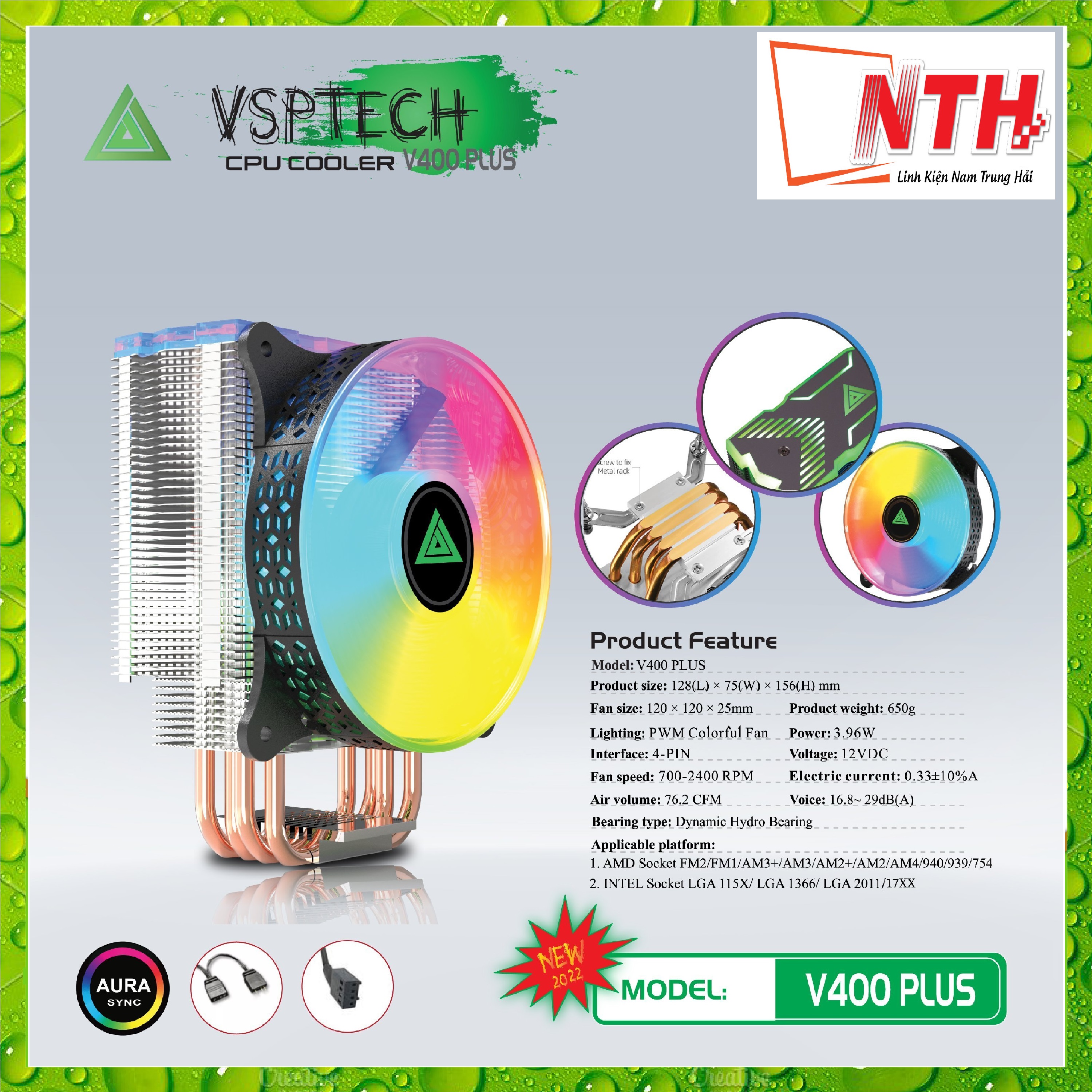 Fan V400 PLUS LED ARGB(Tản 4U, Fan 12cm, Full Socket)-hàng chính hãng
