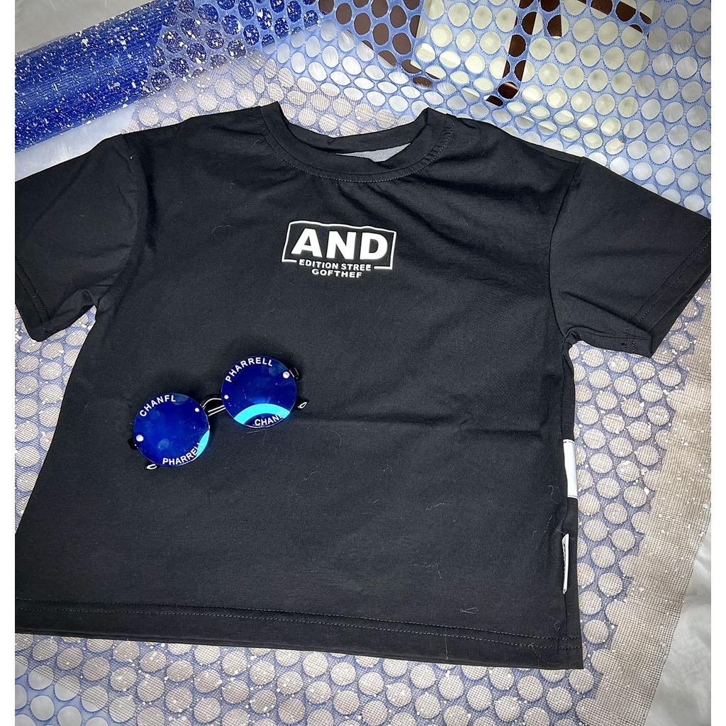 Áo bé trai cộc tay AND áo phông cho bé mặc mùa hè chất liệu cotton size 110-150 cho bé từ 16 - 26 kg, ảnh shop tự chụp