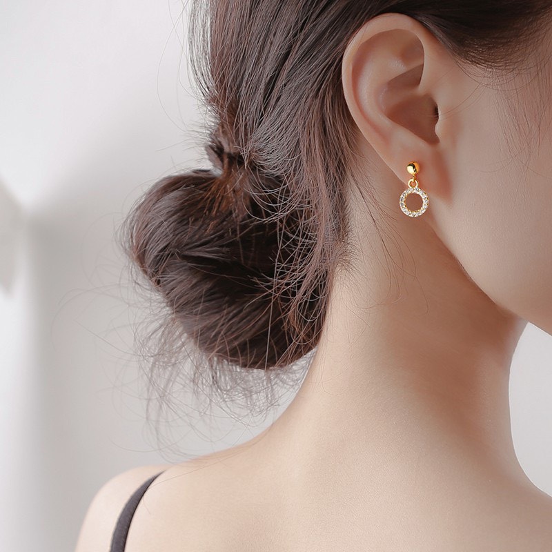 Khuyên tai dáng dài đính pha lê nhân tạo thời trang sang trọng cho nữ
