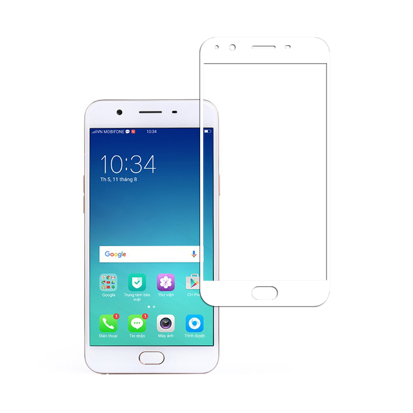 Miếng Dán Cường Lực Bảo Vệ Màn Hình Toàn Diện Cho Oppo F1s_A59 - Full Màn Hình - Màu Trắng - Hàng Chính Hãng