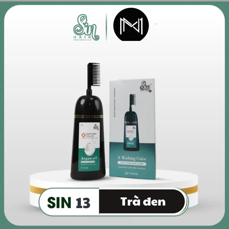 Dầu gội phủ màu tóc Sin Hair 500ml màu Tra Đen năng động thời thượng