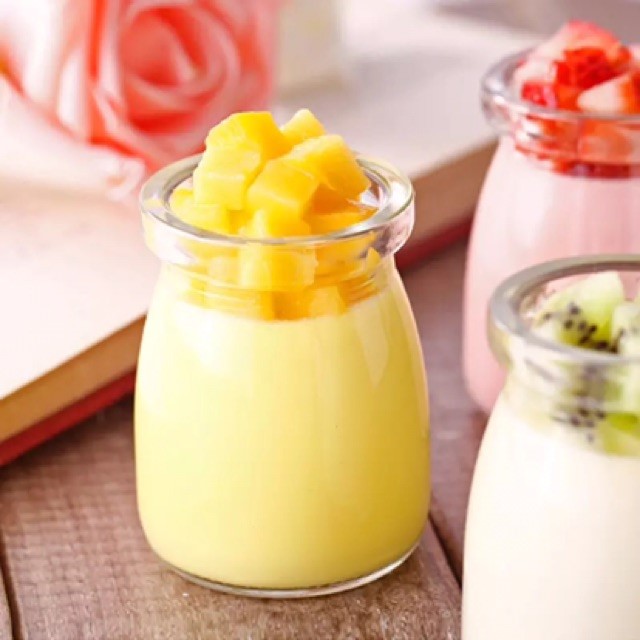 Set 12 hũ đựng sữa chua thủy tinh 100ml nắp nhựa hủ chưng yến làm bánh flan pudding panna cotta