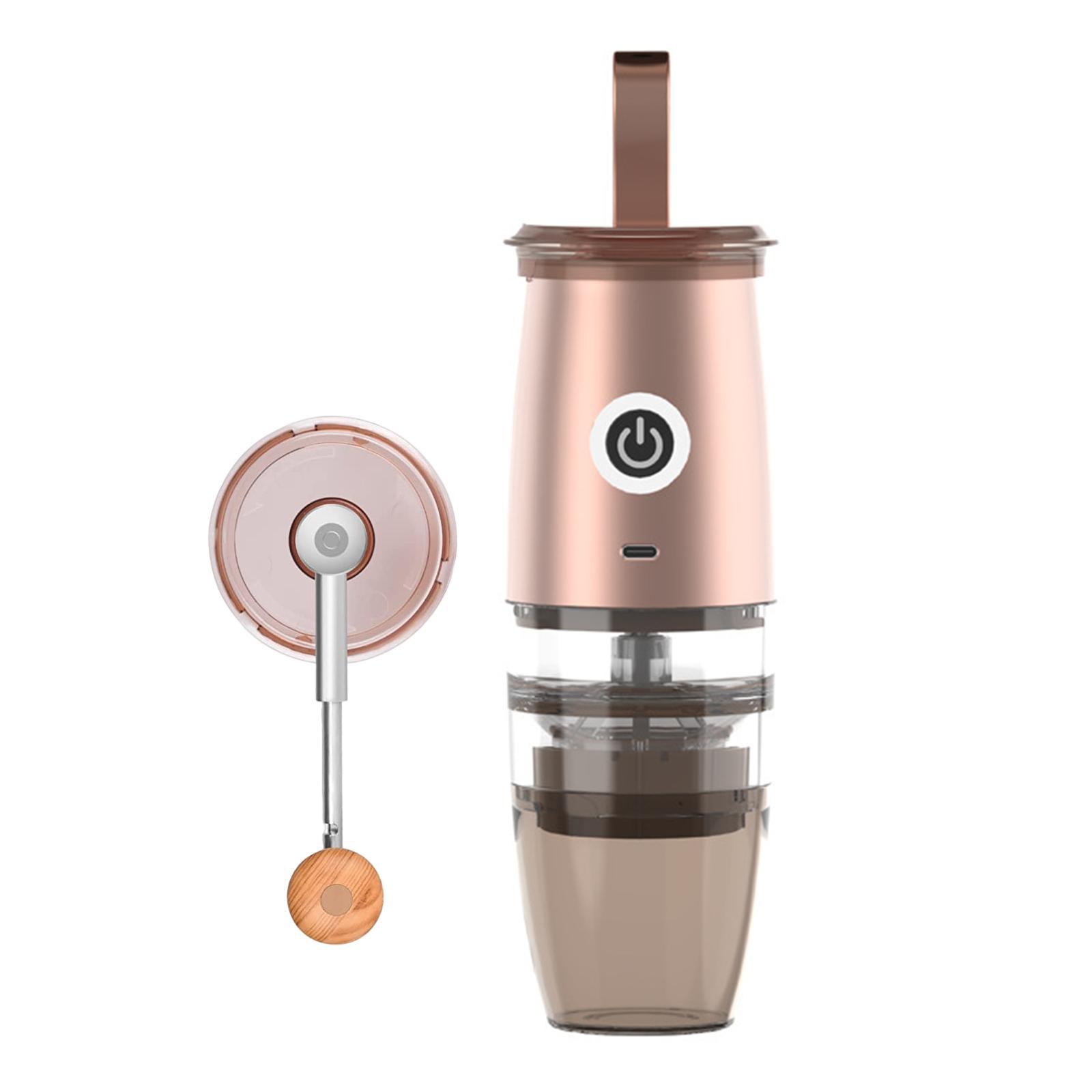 Coffee Bean Grinder Portable Rechargeable Small with Brush Mixer for