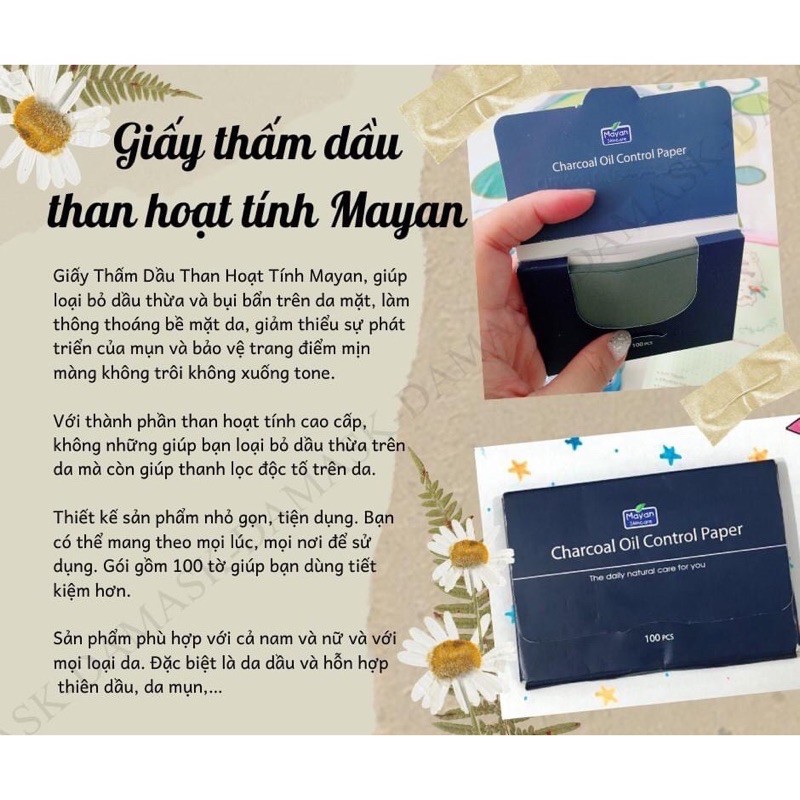 Combo 3 Giấy Thấm Dầu Mayan Than Hoạt Tính