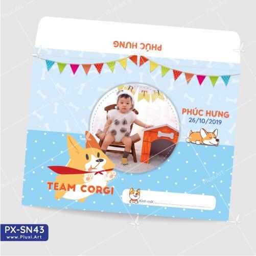 Thiệp thôi nôi – sinh nhật theo yêu cầu Pluxi