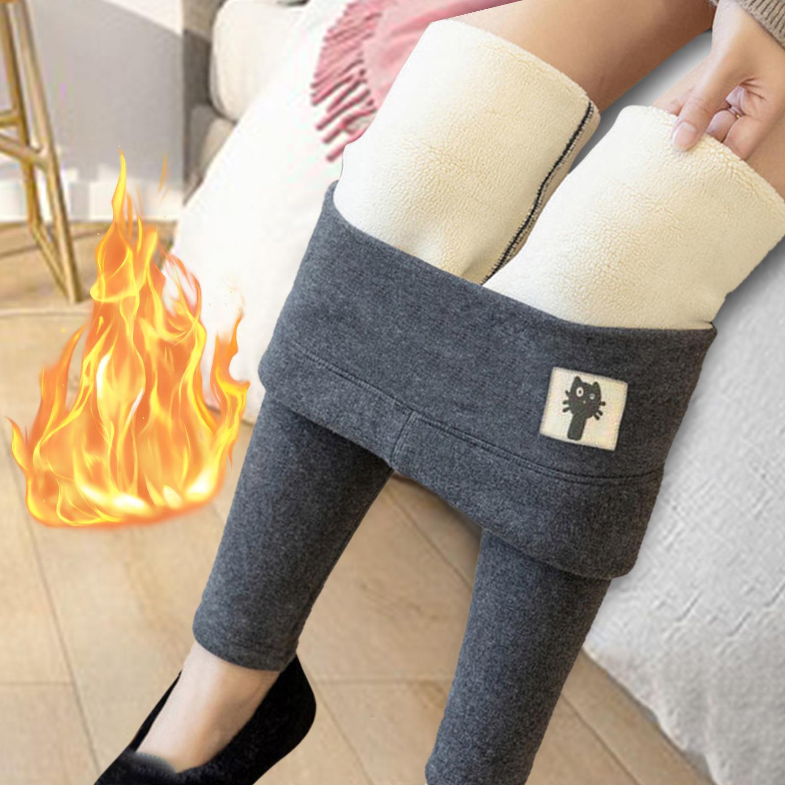 Women Winter Leggings Fleece Lined High Waisted Stretch Solid Warm Pants