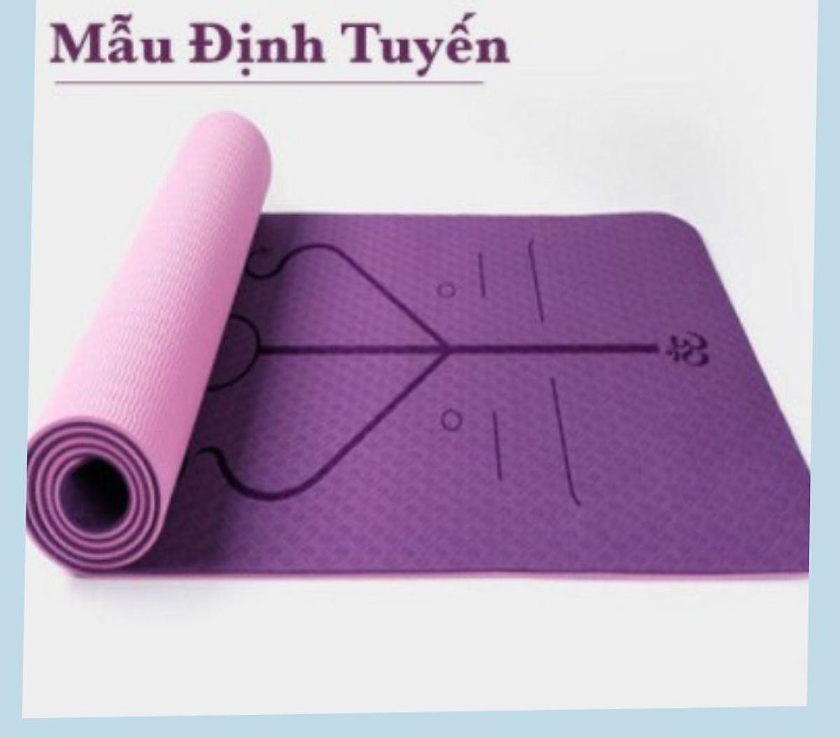 Thảm Tập Yoga Định Tuyến TPE 2 Lớp Cao Su Non + Bao Đựng Và Dây Buộc Thảm Tập Yoga - Rèn Luyện Sức Khoẻ - 8MM: 183*60cm