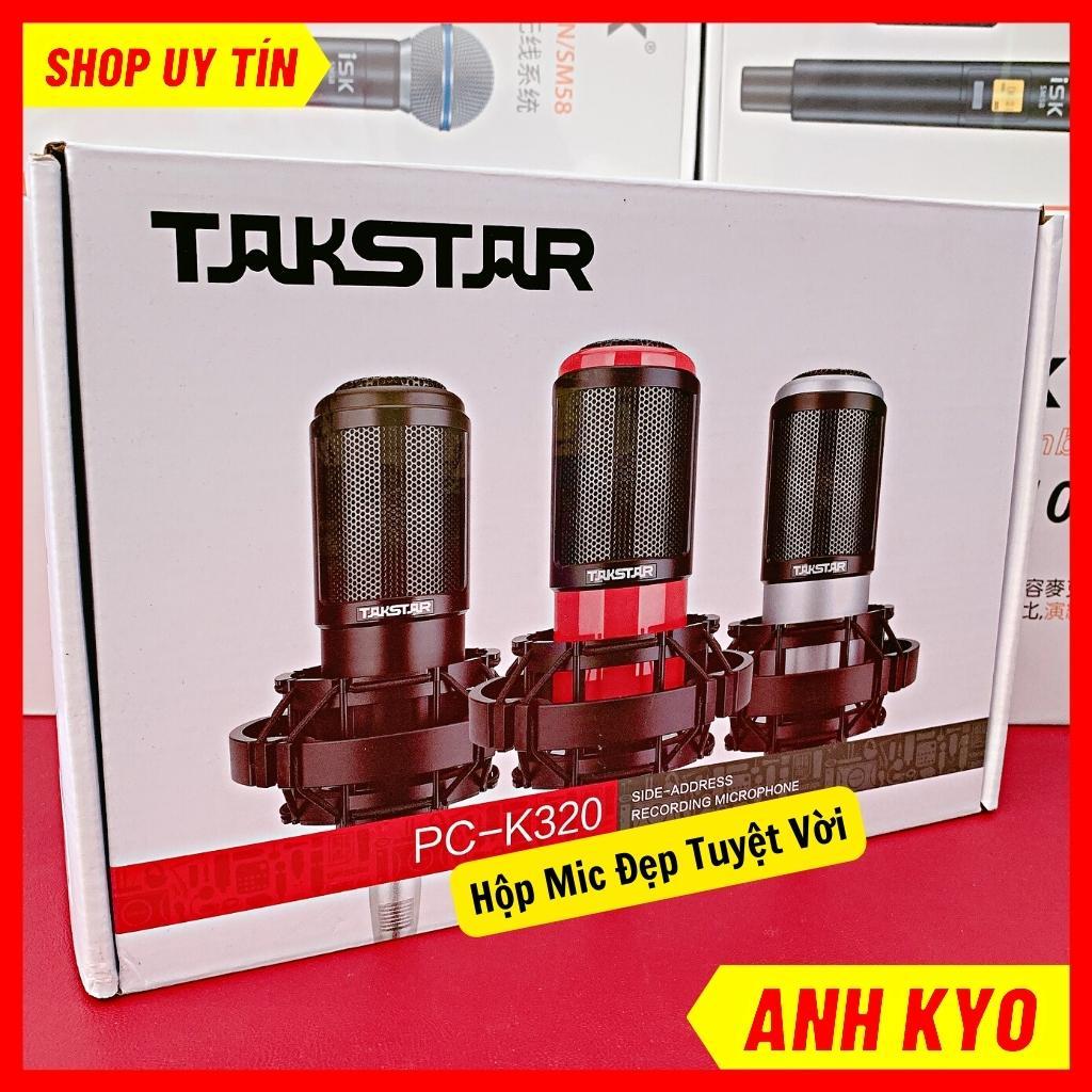 Mic thu âm PC K320, mic livestream 48v màu đỏ đen thiết kế kim loại chống han rỉ