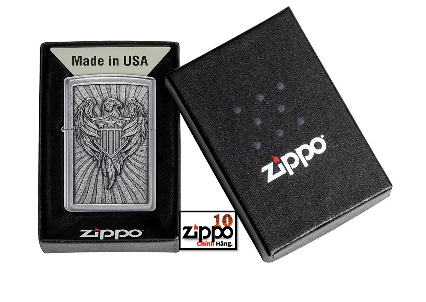 Bật Lửa Zippo 49450 Eagle Shield Emblem Design - Chính hãng 100%
