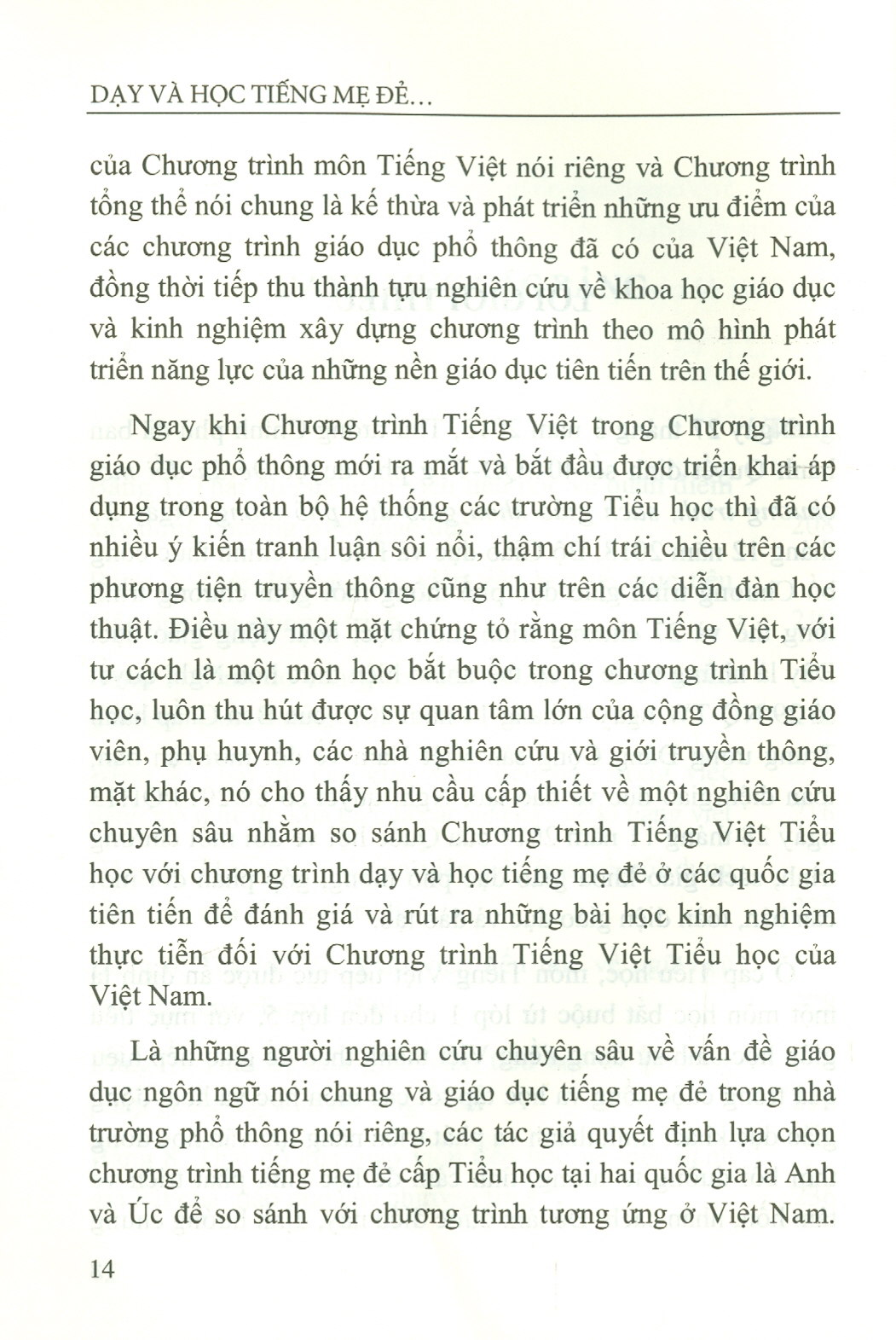 Dạy Và Học Tiếng Mẹ Đẻ Trong Cấp Tiểu Học Tại Việt Nam, Anh Và Úc: Những Tương Đồng Và Khác Biệt (Sách chuyên khảo)