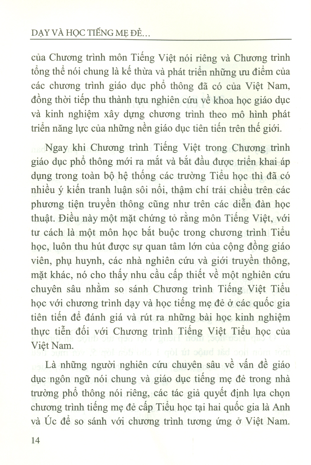 Dạy Và Học Tiếng Mẹ Đẻ Trong Cấp Tiểu Học Tại Việt Nam, Anh Và Úc: Những Tương Đồng Và Khác Biệt (Sách chuyên khảo)