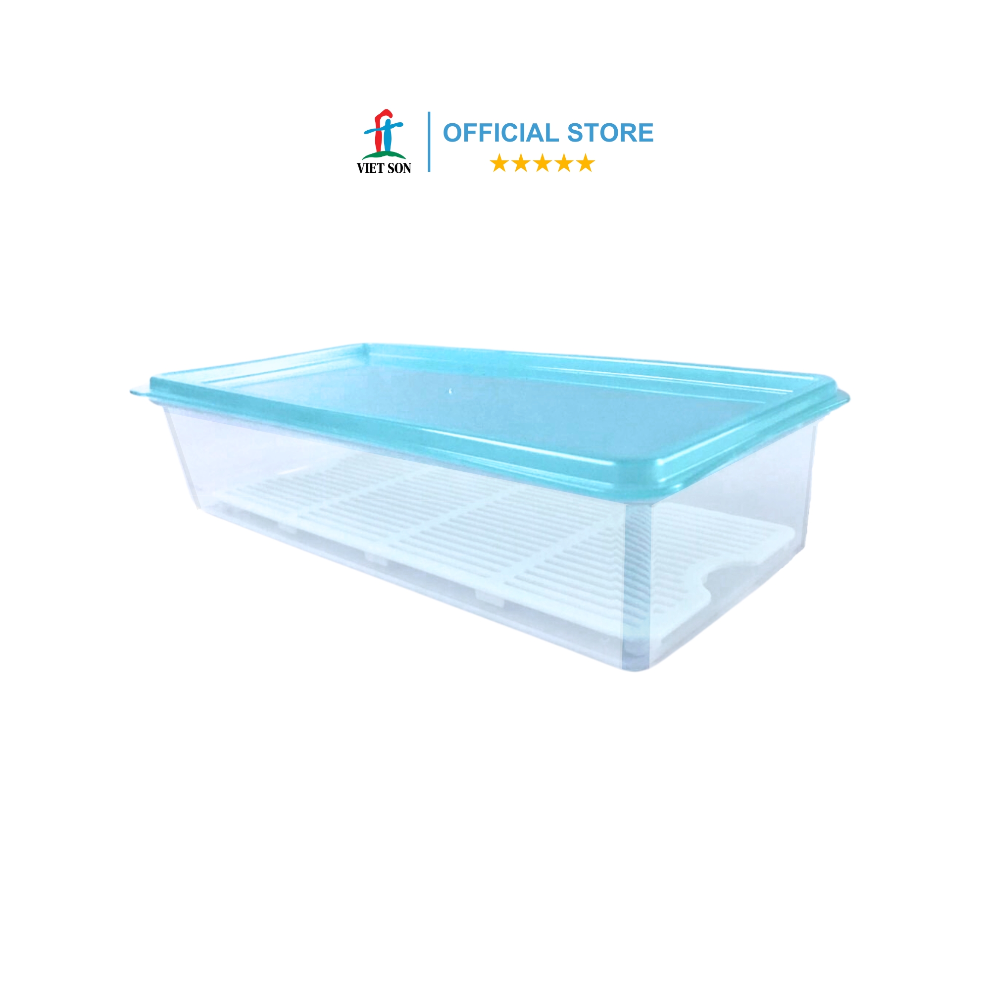 Hộp Nhựa Thực Phẩm Chữ Nhật Nắp Kín Có Khay Ráo Nước Việt Son 1.5L