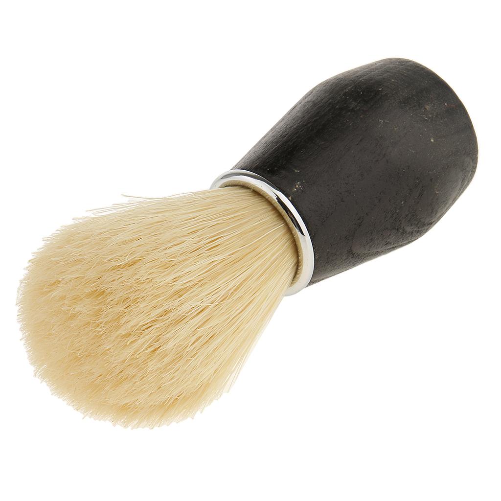 Soft Professional Barber Salon Home Beard Shaving Brush with Plastic Handle Facial Cleaning Brush - Black