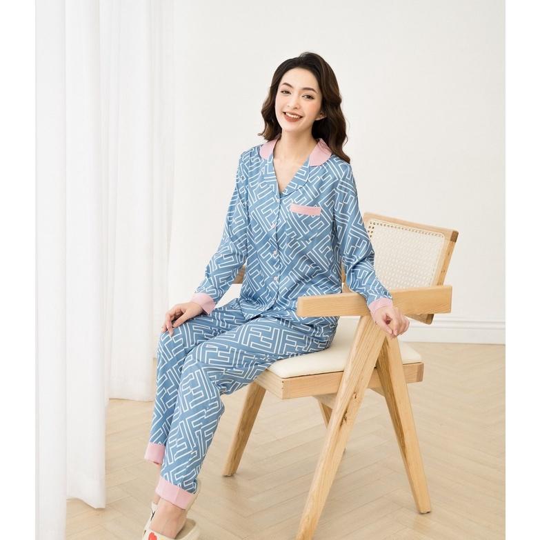 Pijama Bộ Đồ Ngủ Nữ Dài Tay Lụa Cao Cấp Mặc Nhà Họa Tiết Đẹp Mềm Mịn Thấm Hút Thoáng Mát – VADESI