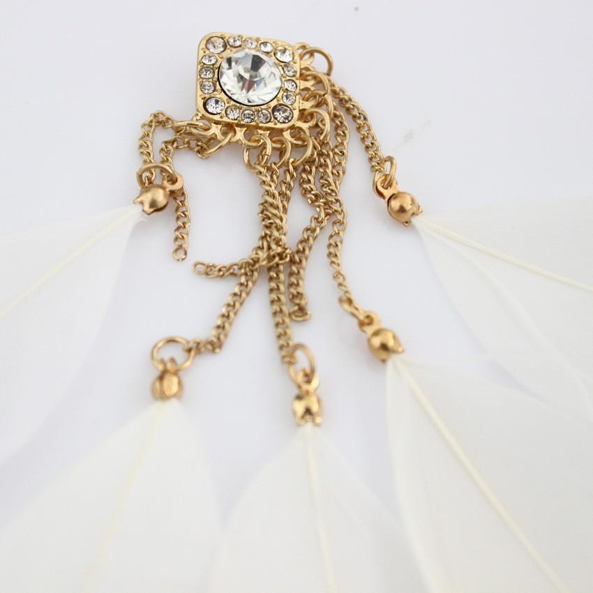 Bông Tai Vintage lông Vũ Tua Rua