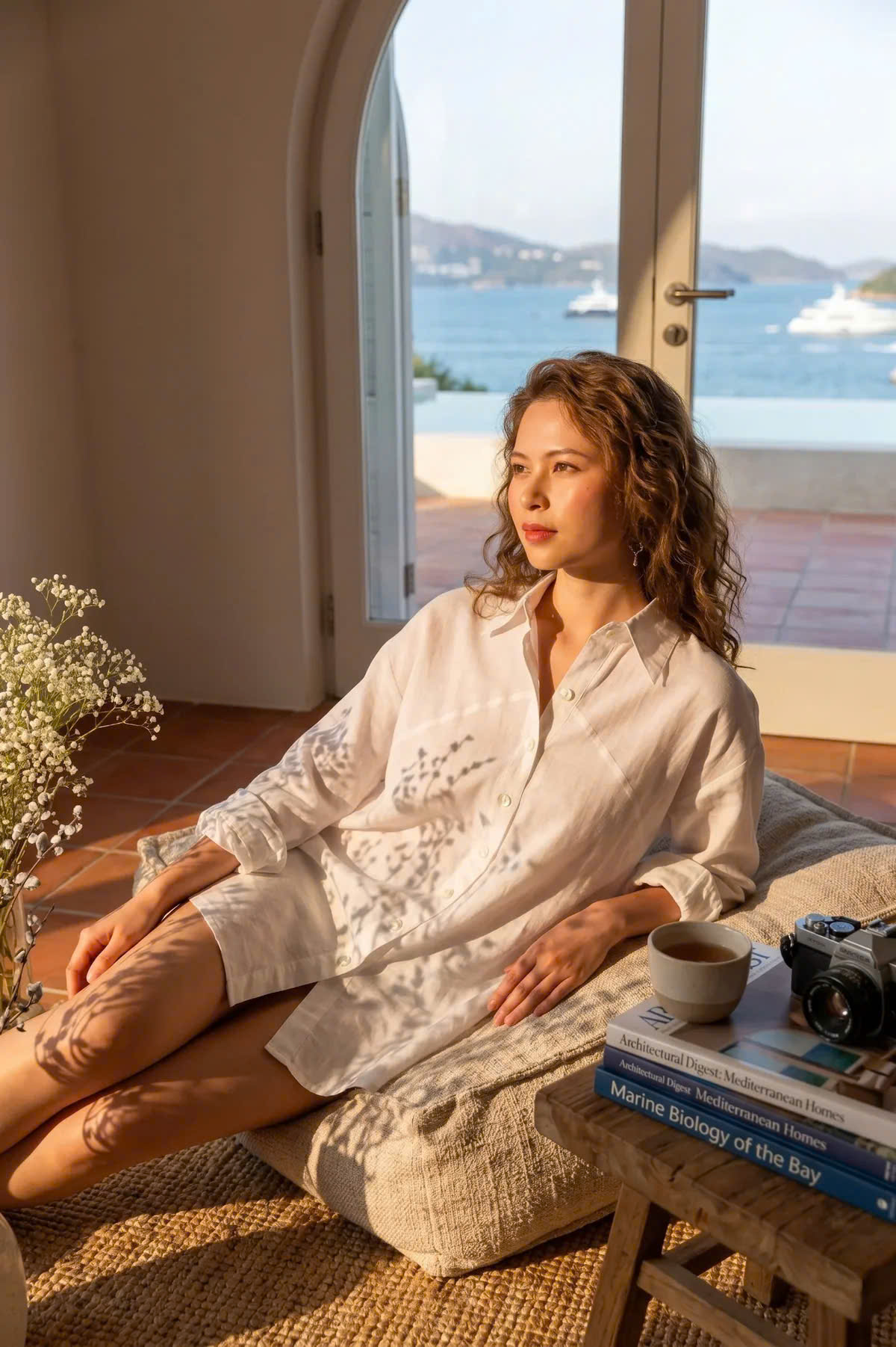 Áo Sơ Mi Oversize Linen Trắng Sương Top175 Thời trang Hity