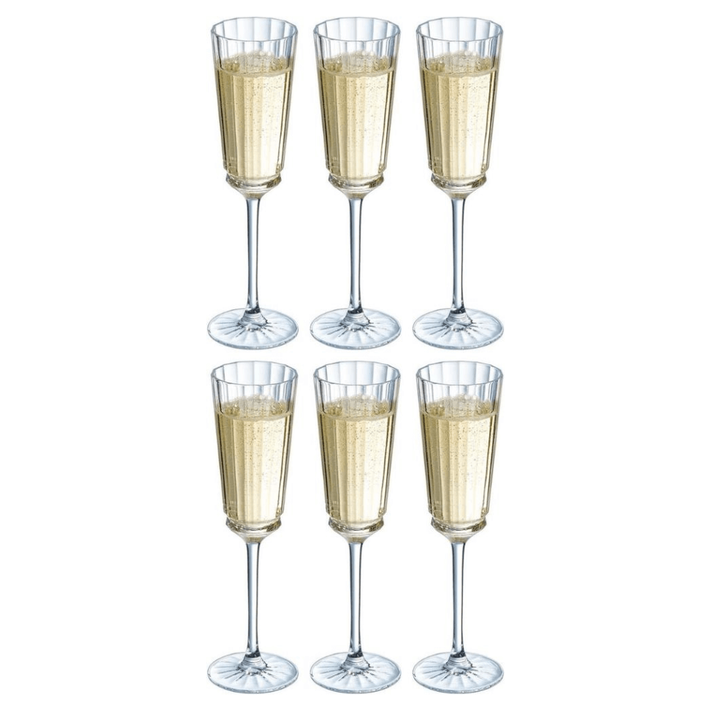 BỘ 6 LY CHAMPAGNE PHA LÊ PHÁP CRISTAL D'ARQUES MACASSAR 170ML Hàng chính hãng