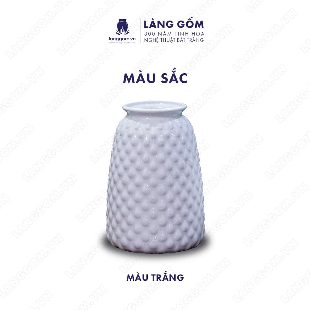 Bình hoa, lọ hoa Gốm sứ Bát Tràng cao cấp Men trắng dâu béo dùng làm quà tặng, trang trí - Làng Gốm Bát Tràng