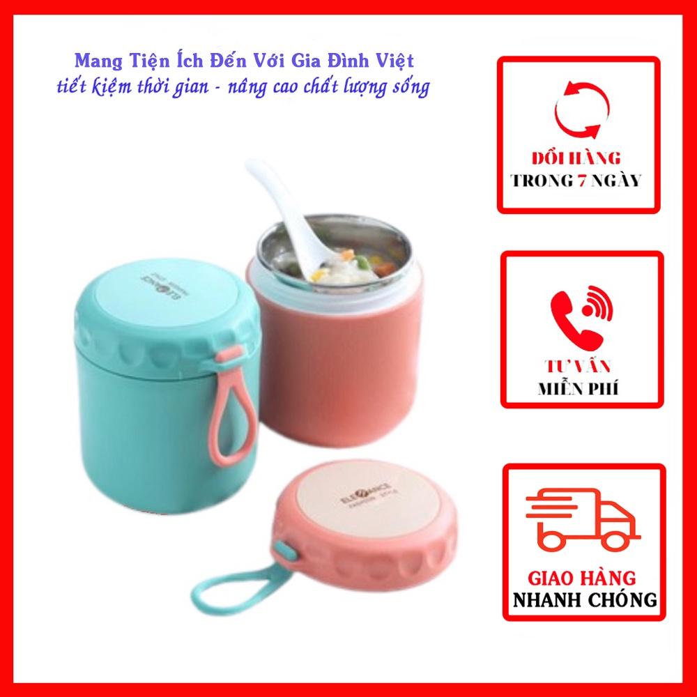 Ủ cháo cho bé ELEE ruột Inox 304 an toàn- có quai cầm Ca giữ nhiệt đồ ăn cho trẻ dung tích 430ml