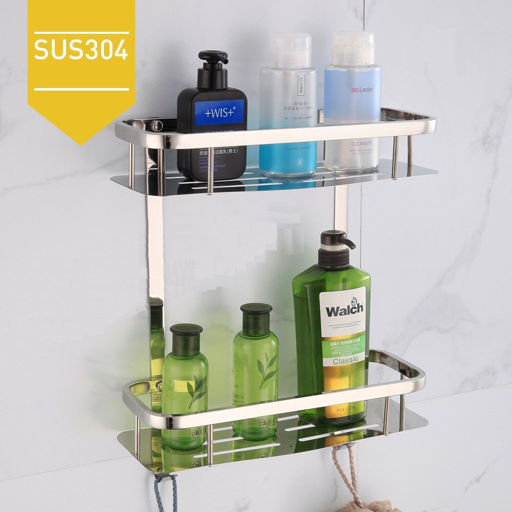 KỆ GÓC VUÔNG NHÀ TẮM INOX 304