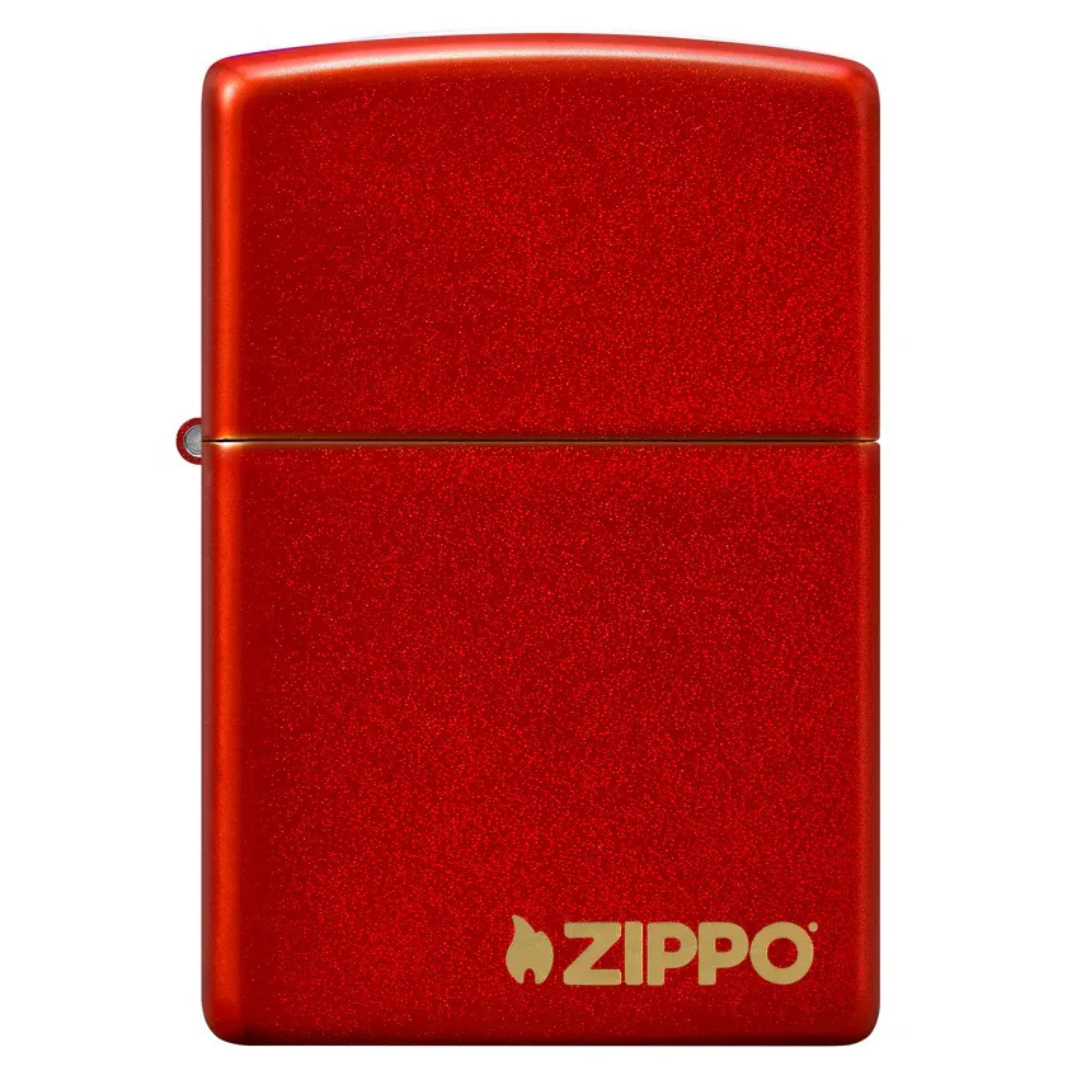 Bật Lửa Zippo Chính Hãng Classic Metallic Red Logo - Màu Đỏ Kim Loại Chống Gió