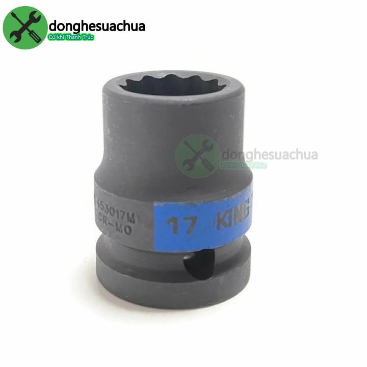 Tuýp 17mm 1/2 Kingtony 453017M loại ngắn 12 cạnh màu đen