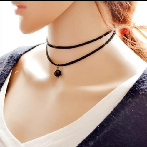 Vòng cổ choker 2 dây kèm hạt V20