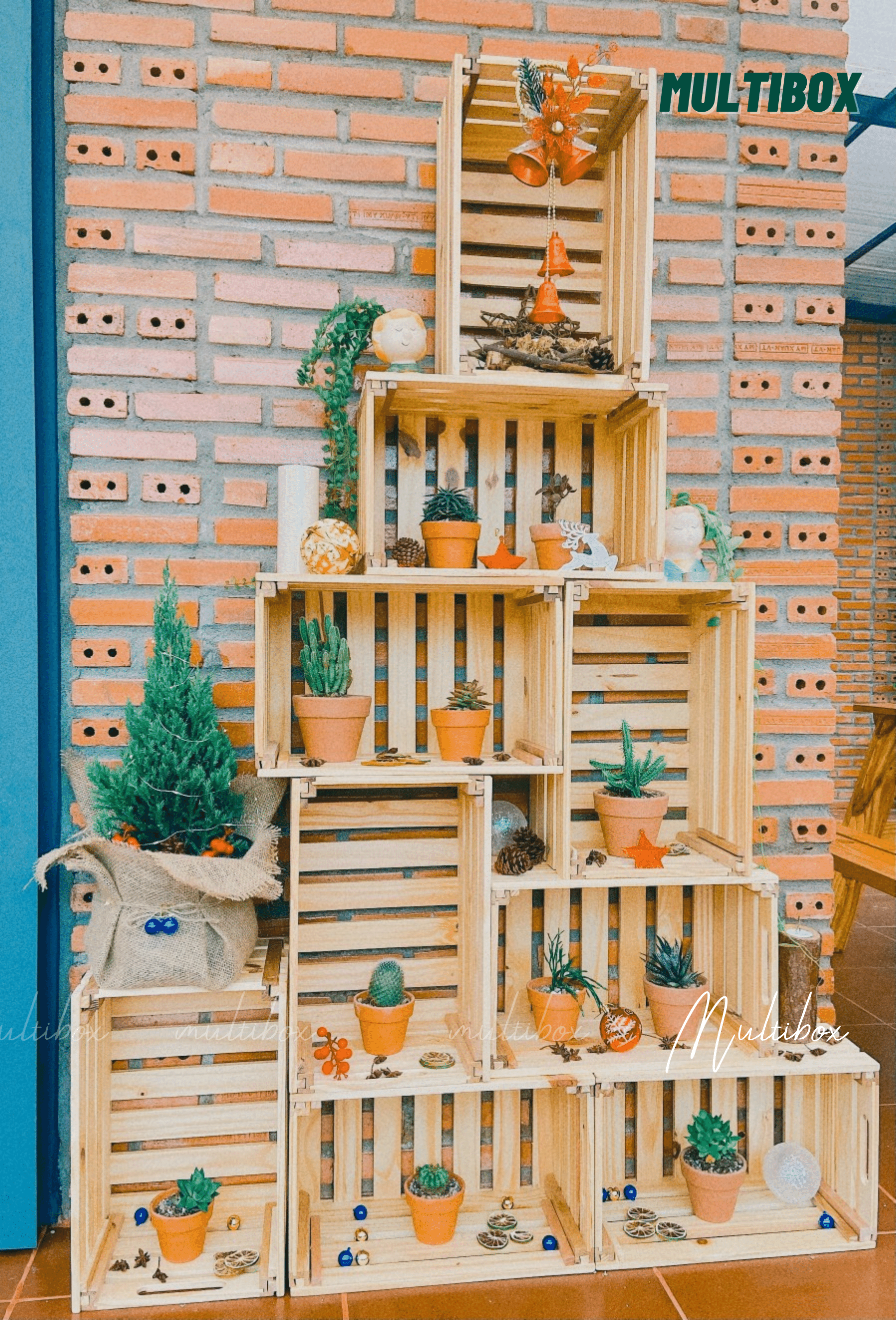 Thùng Gỗ Pallet, Thùng Gỗ Đa Năng Lắp Ráp, Hộp Khay Gỗ Pallet Decor Làm Đôn Chậu Gỗ, Bàn Trà, Thùng Đựng Đồ Chơi Size 40x22x16cm