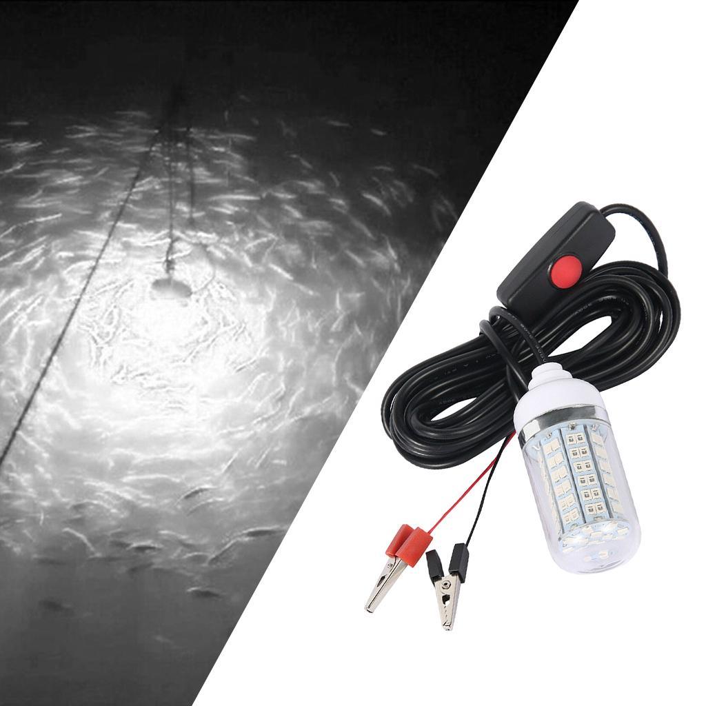 2x 12V 108 LEDs Submersible Fishing Light Underwater Fish Finder Lamp with 5m Cord And Battery Clip Fishing Light Boat Attract Fishes