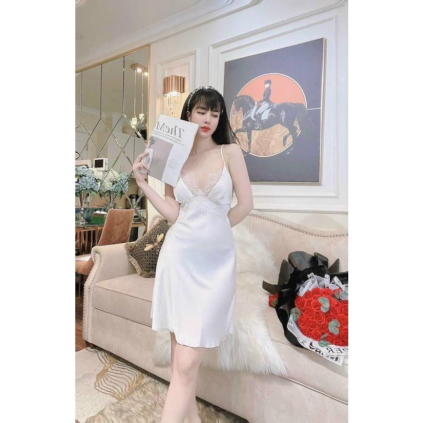Đồ ngủ sexy,Váy ngủ 2 dây lụa satin quyến rũ cao cấp- Phuongaliceshop
