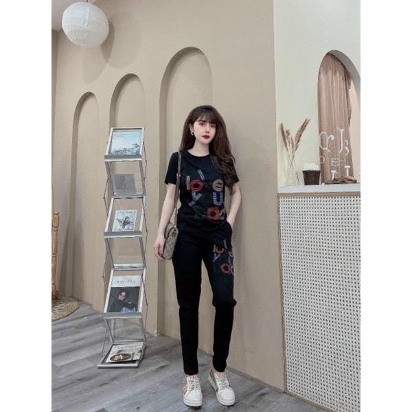Đồ bộ nữ ép đá chữ thời trang mẫu mới siêu hot